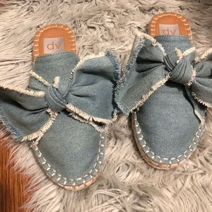 Denim loafer slides